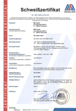 Schweißzertifikat der Metall-Zert GmbH